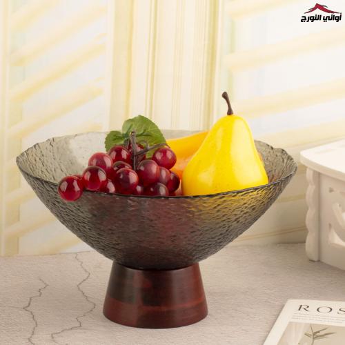 صحن حلويات وفواكه زجاج أسود