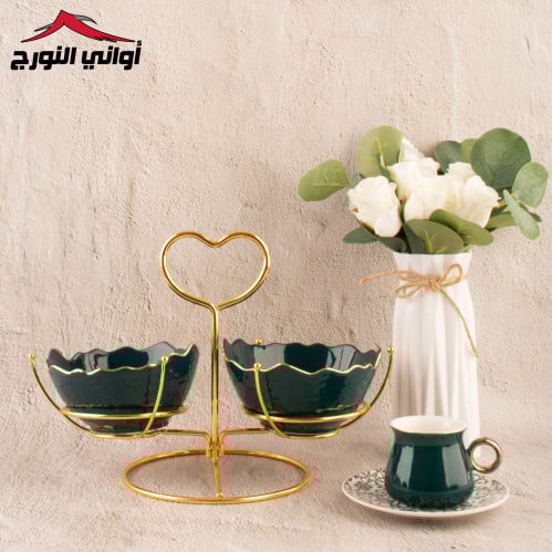 ستاند تقديم ثنائي أخضر مذهب