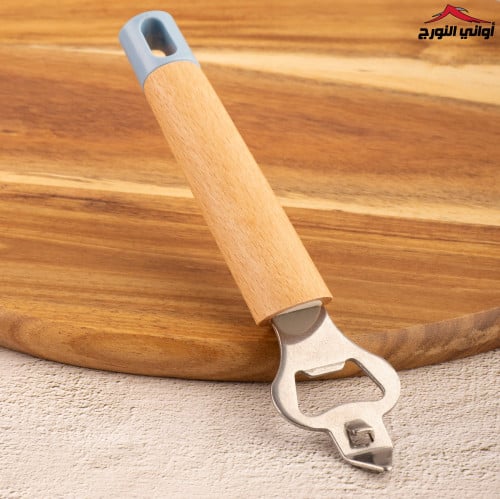مفتاح علب ستيل بمسكة خشب