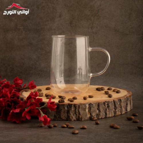 كوب زجاج شفاف بيضاوي