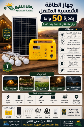 جهاز متنقل بالطاقة الشمسية 50 واط