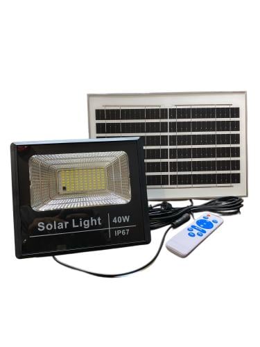 كشاف طاقة شمسية 40 واط مع ريموت تحكم وإضاءة متعددة المستويات