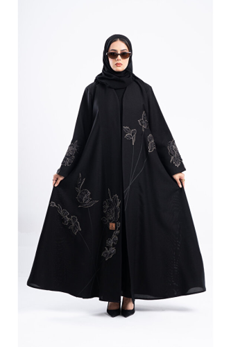 Hasnaa Abaya عباية ثريا بتطريز ورود