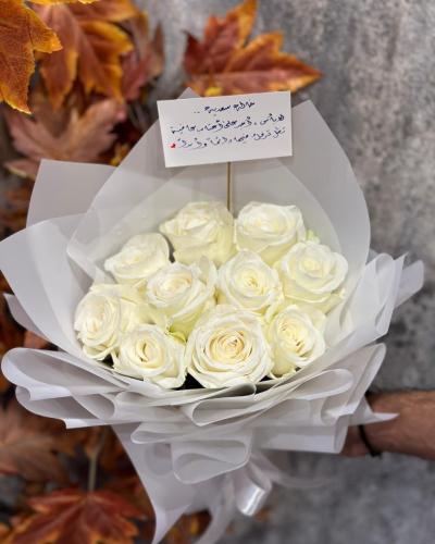 باقة ورد جوري أبيض كلاسيك