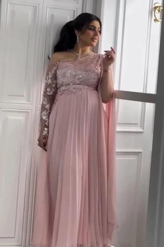 فستان سهرة للحوامل أنيق بكتف واحد - فساتين حوامل 2...