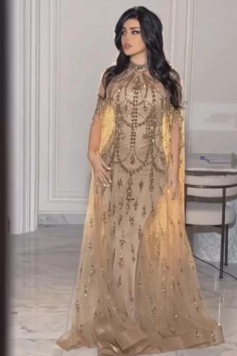 فستان سهرة بيج للمناسبات الفخمة - فساتين اعراس كشخ...
