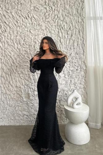 فستان أسود دانتيل موديل ذيل السمكة