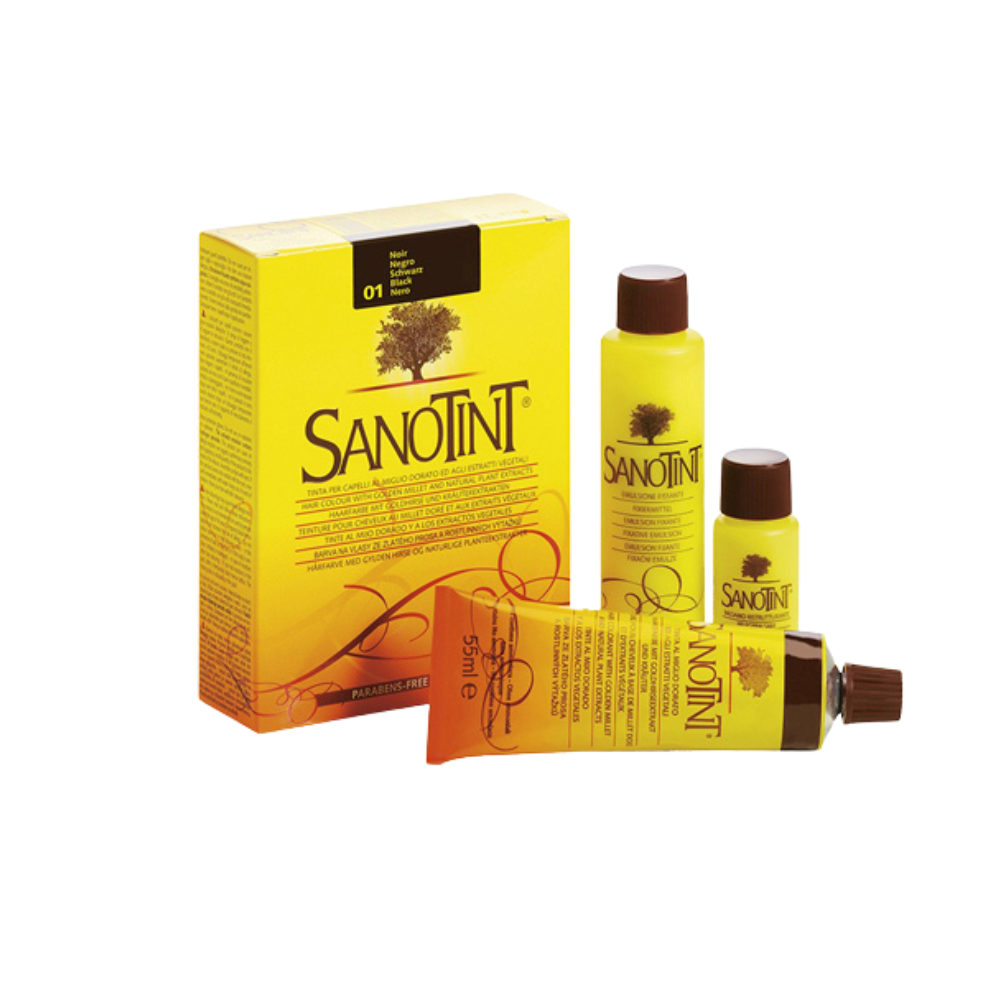 لون أسود 01 صبغة شعر طبيعيه (خالية من الامونيا) سانوتنت | sanotint