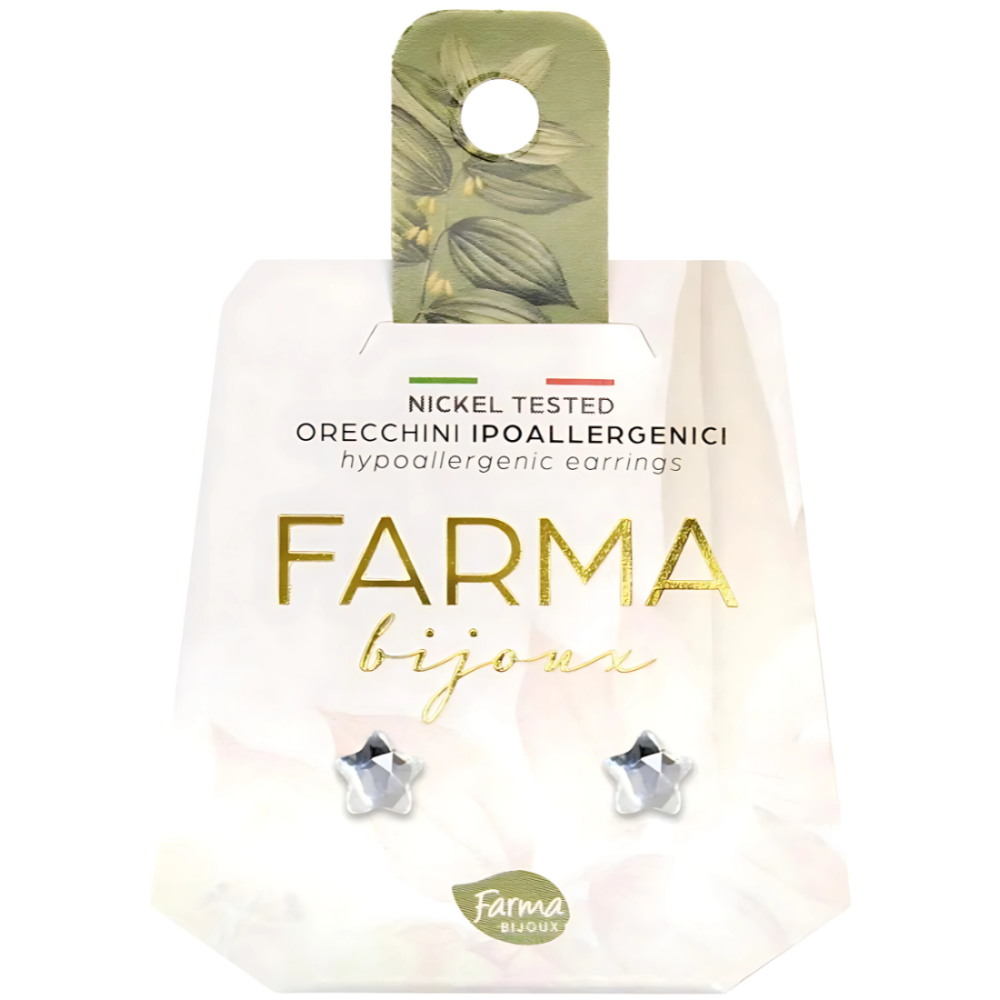 فارما بيجو – حلق مقاوم للحساسية بتصميم نجمة مسطحة كريستال مزين بكريستالات سواروفسكي® مقاس 5 ملم