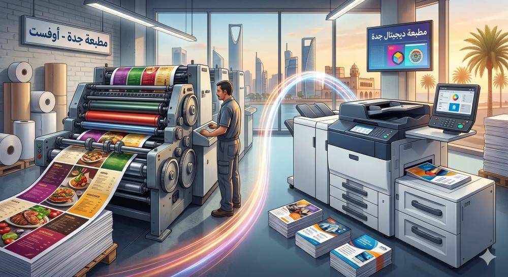 دليل اختيار أفضل مطبعه في جدة: الفرق بين الطباعة الأوفست والديجيتال