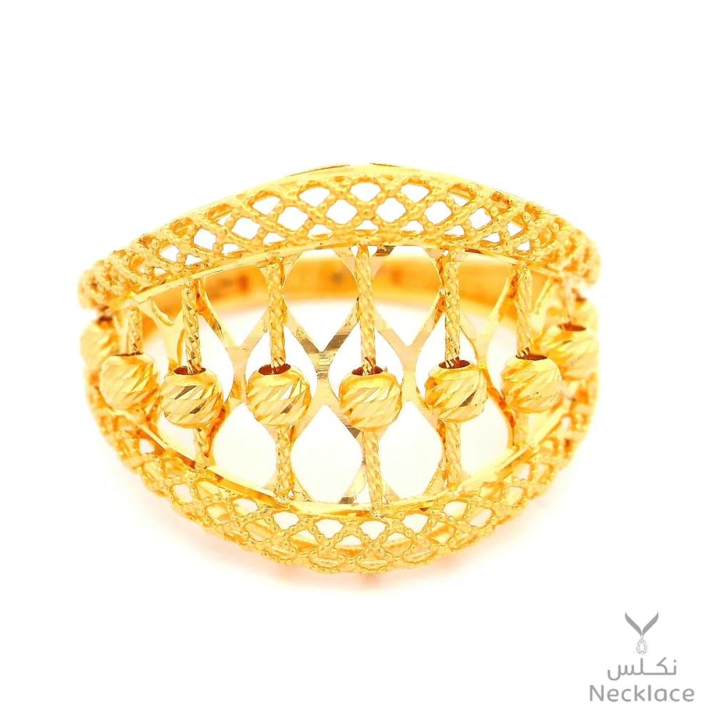 خاتم ذهب بتصميم شبكي عيار 21 (RN.5674)