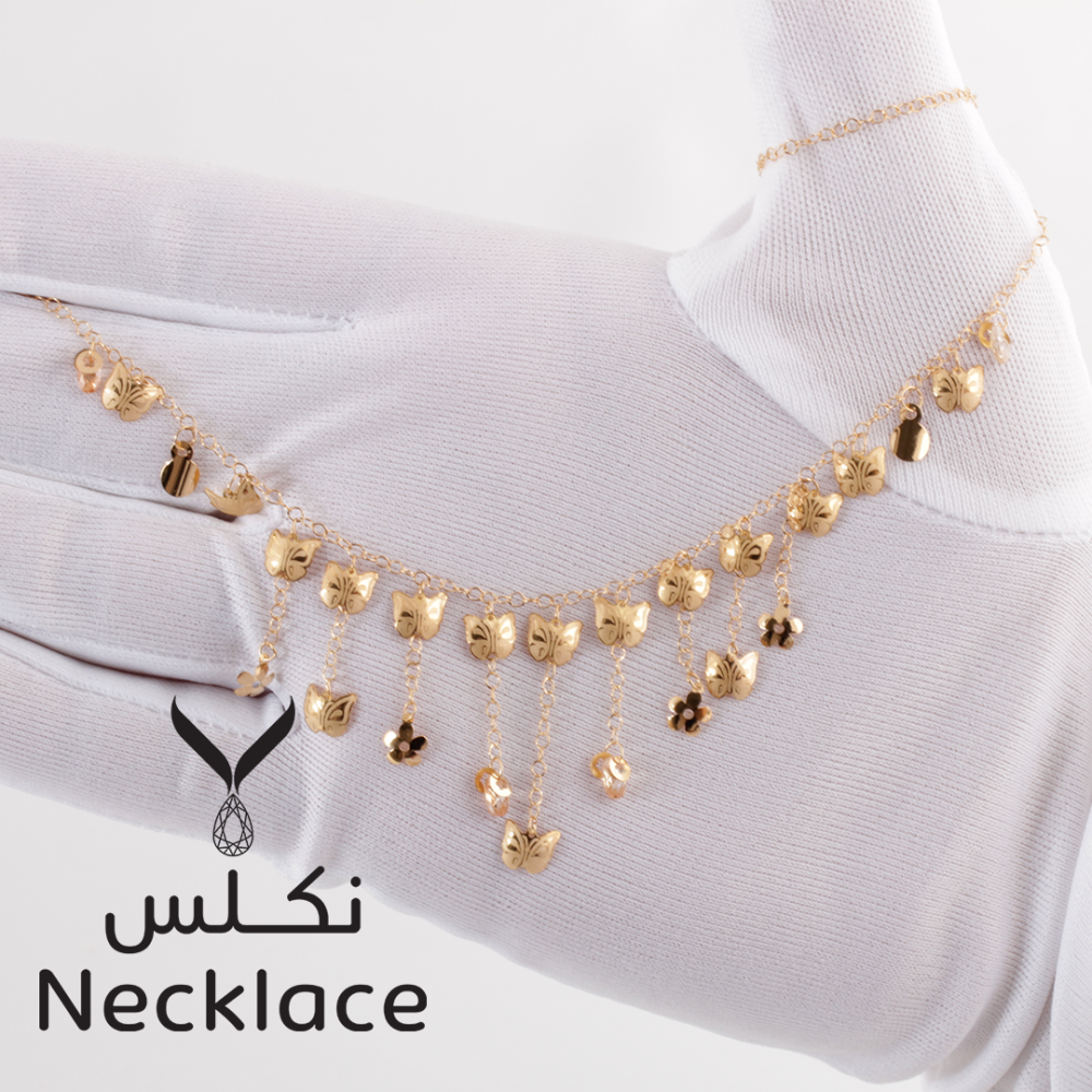 Floral Gold Choker Necklace with 