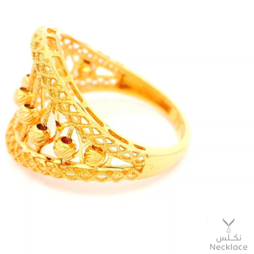 خاتم ذهب بتصميم شبكي عيار 21 (RN.5674)