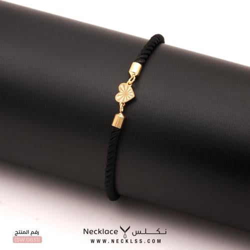 اسوارة القلب من الذهب و الحبل المبروم عيار 18 (SW....