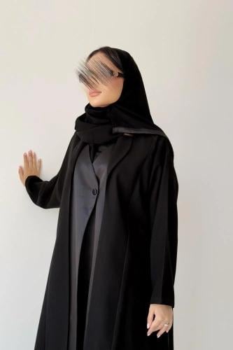 A70-عباية بياقة ساتان انيقة