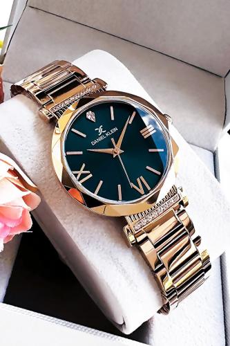 ساعة يد نسائية من الزجاج المقطوع -  سوار هدية مع سوار فولاذي