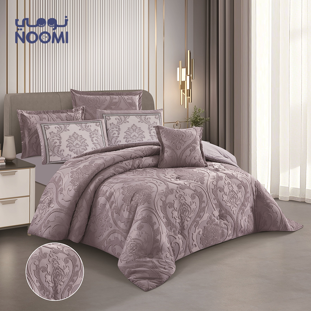 مفرش كراون مايكروفايبر مطرز نفرين 7 قطع موف غامق