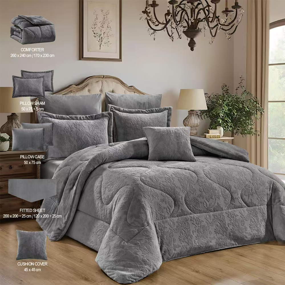 مفرش شتوي وجهين مخمل فرو نفرين 7 قطع