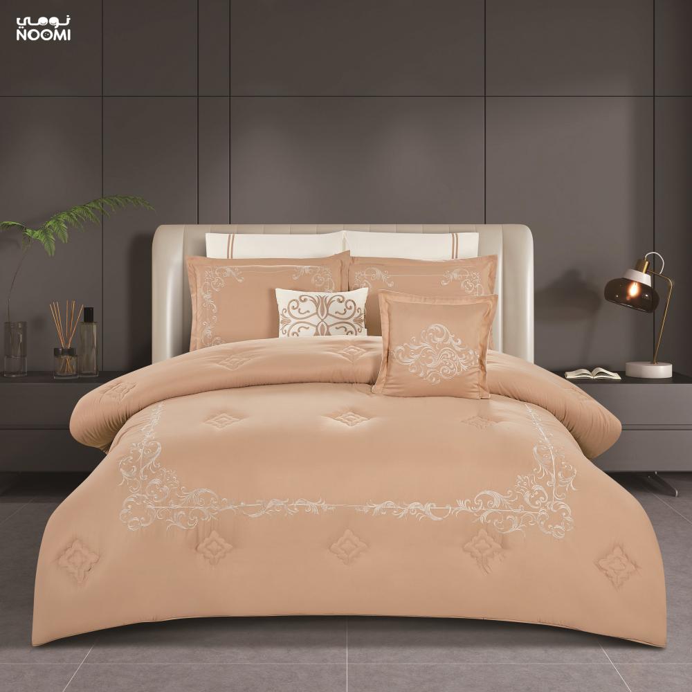 مفرش لارا  ٨ قطع مطرز كامل- بيج