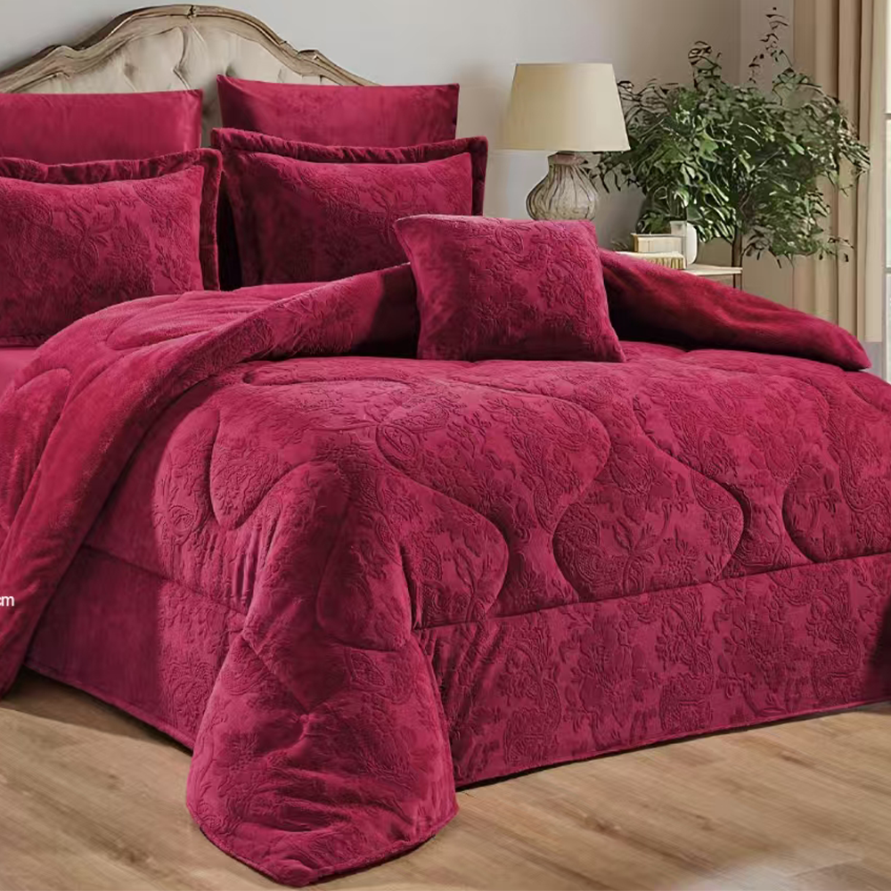 مفرش شتوي وجهين مخمل فرو  نفرونص 5 قطع