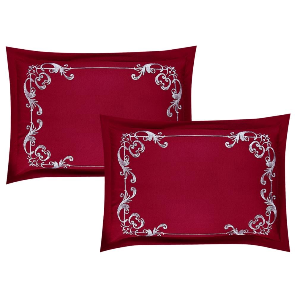 مفرش لارا  ٨ قطع مطرز كامل- أحمر