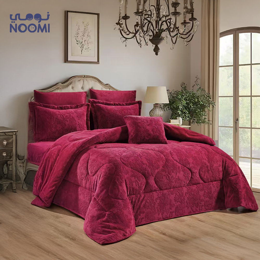 مفرش شتوي وجهين مخمل فرو  نفرونص 5 قطع