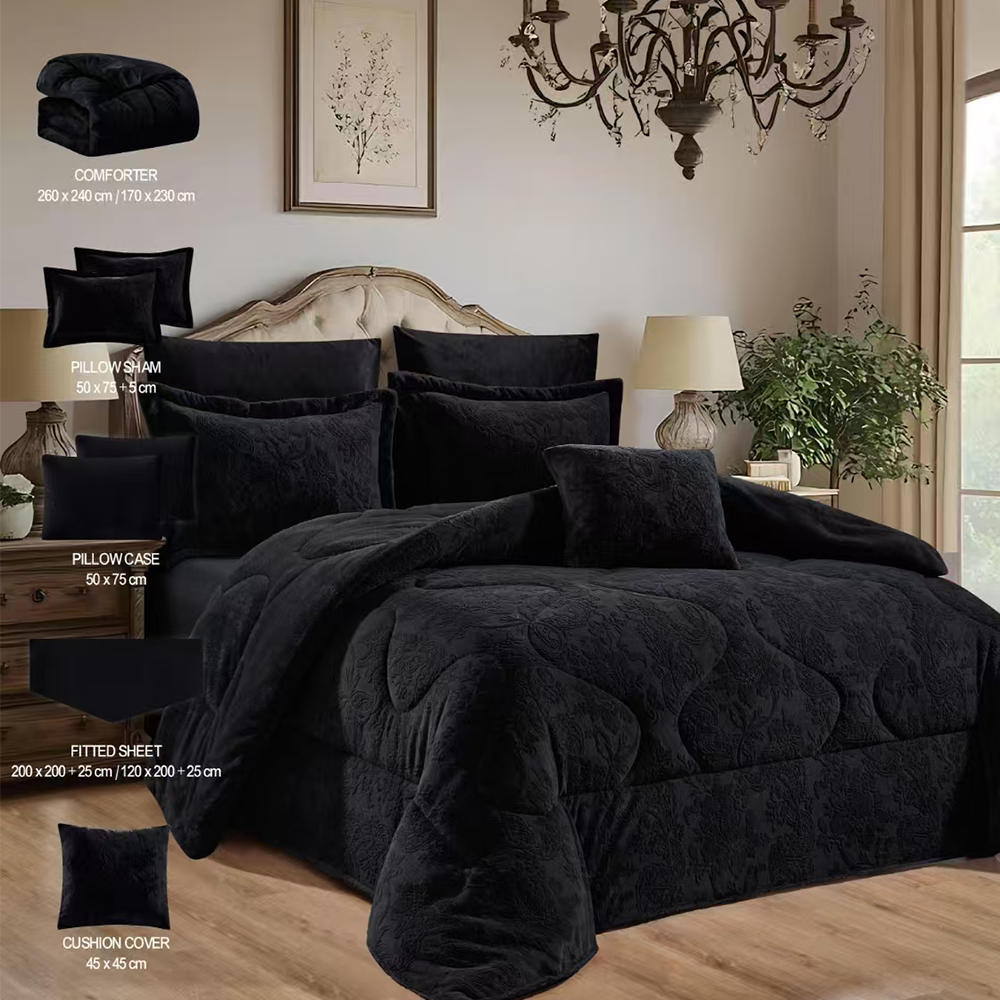 مفرش شتوي وجهين مخمل فرو  نفرونص 5 قطع