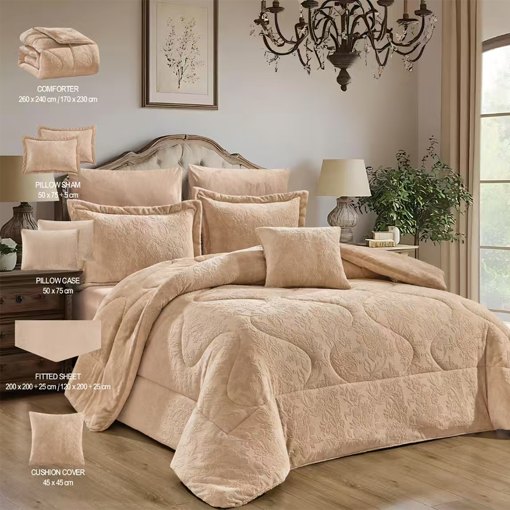 مفرش شتوي وجهين مخمل فرو  نفرونص 5 قطع