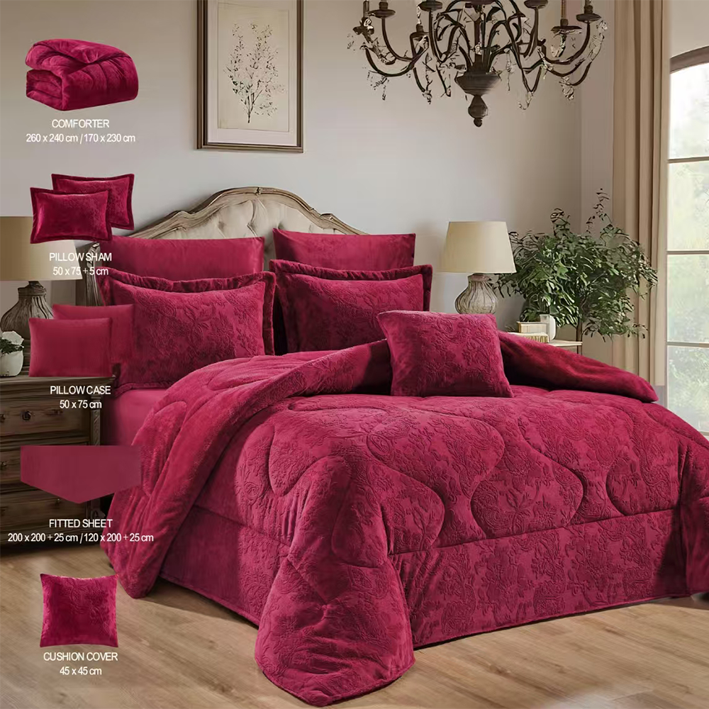 مفرش شتوي وجهين مخمل فرو  نفرونص 5 قطع