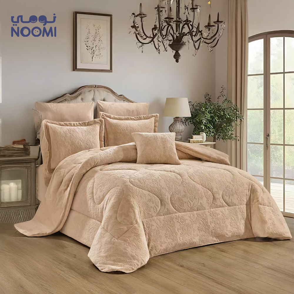 مفرش شتوي وجهين مخمل فرو  نفرونص 5 قطع