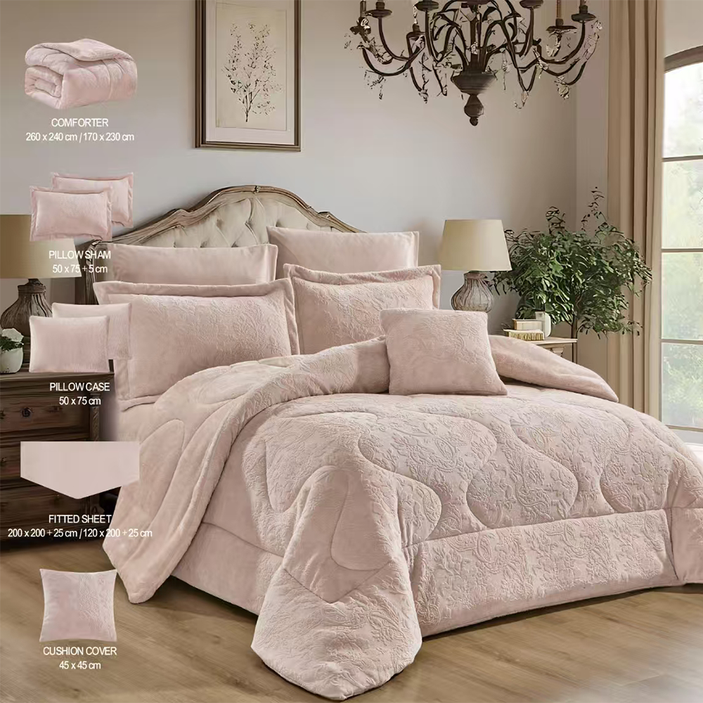 مفرش شتوي وجهين مخمل فرو نفرين 7 قطع