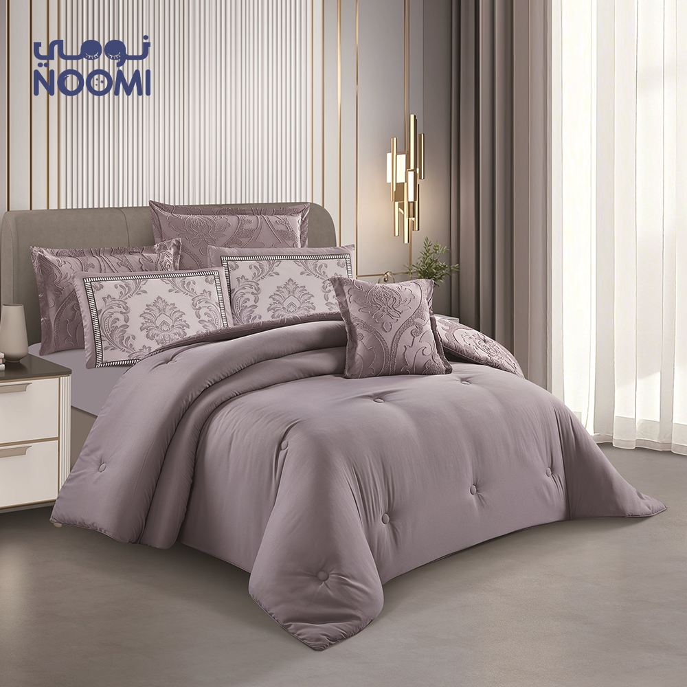 مفرش كراون مايكروفايبر مطرز نفرين 7 قطع موف غامق