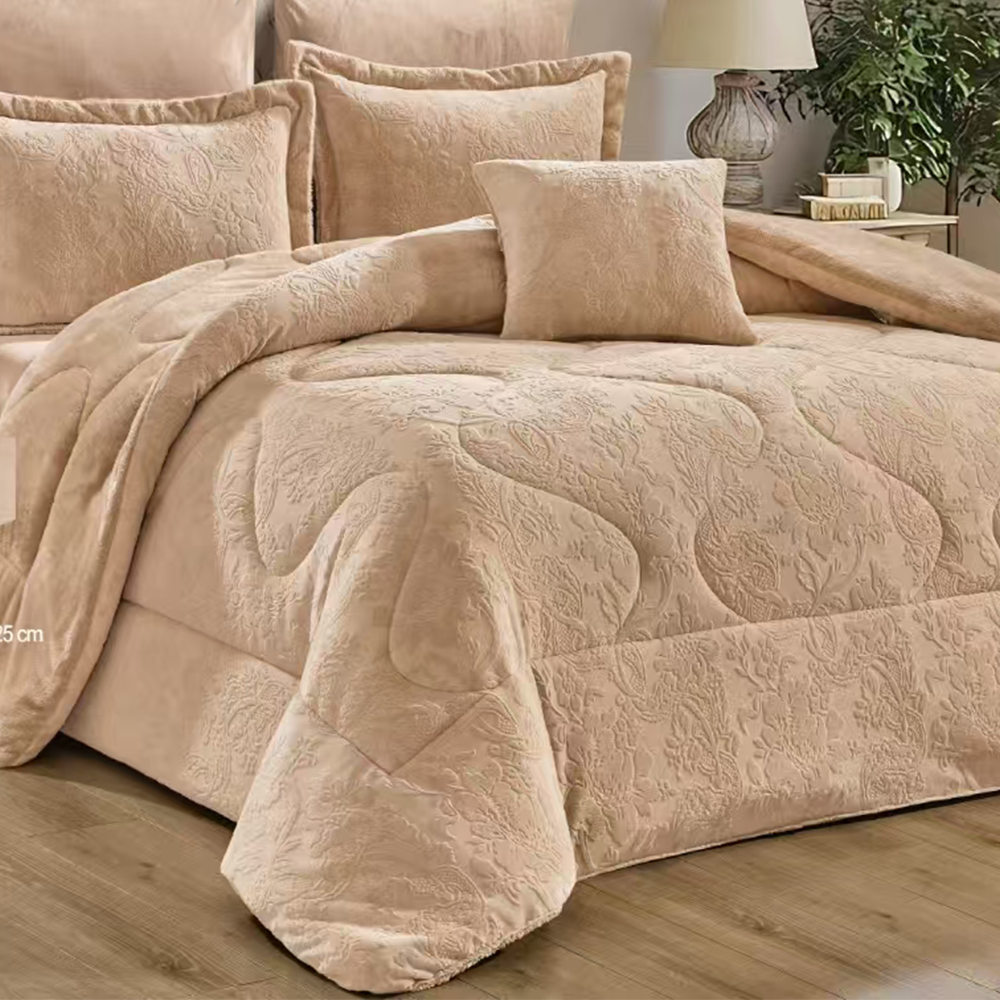 مفرش شتوي وجهين مخمل فرو  نفرونص 5 قطع