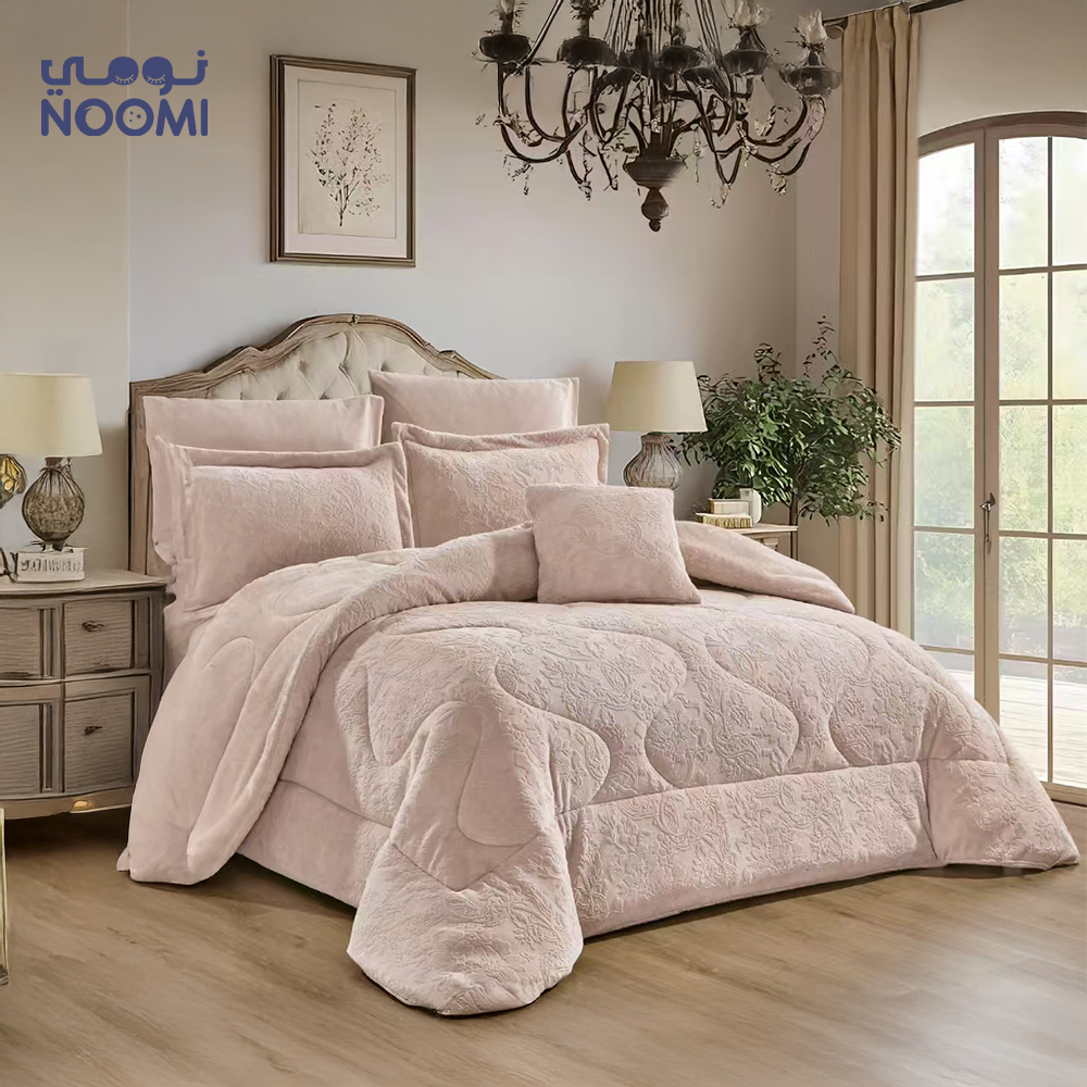 مفرش شتوي وجهين مخمل فرو نفرين 7 قطع