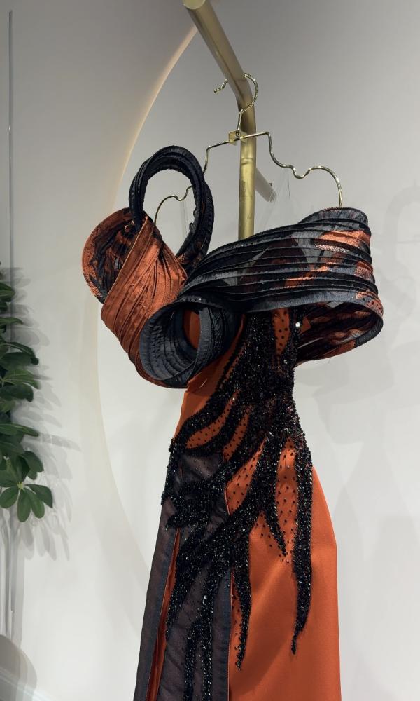 فستان سهرة طويل اورنج