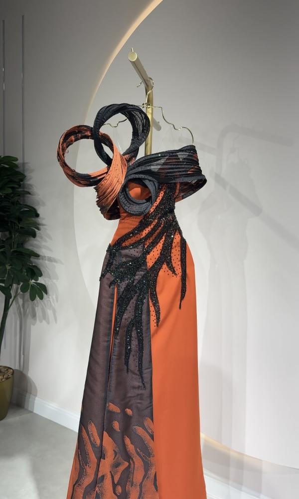 فستان سهرة طويل اورنج