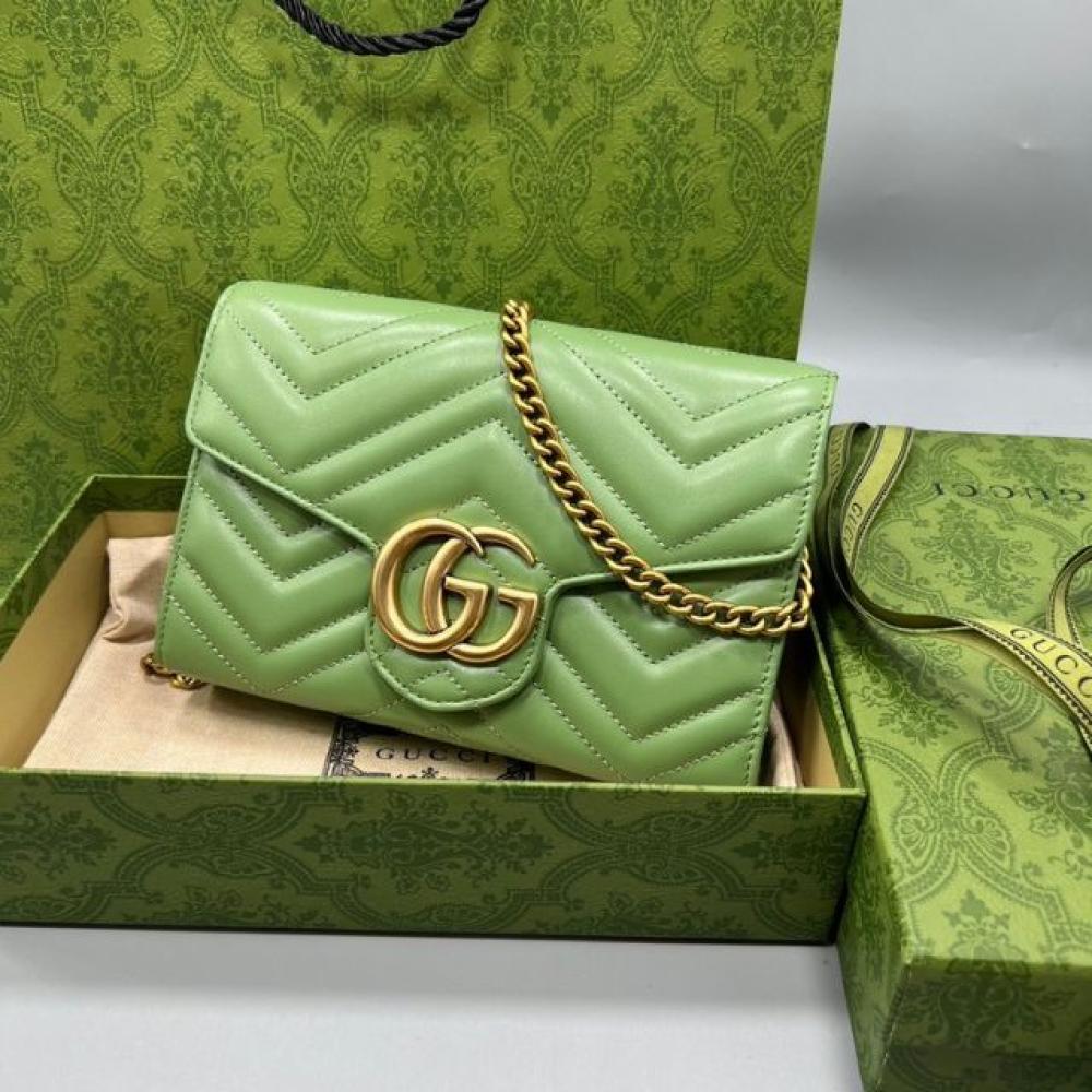 حقيبة كتف مارمونت صغيرة بحرفي شعار ماركة قوتشي - أخضر تفاحي