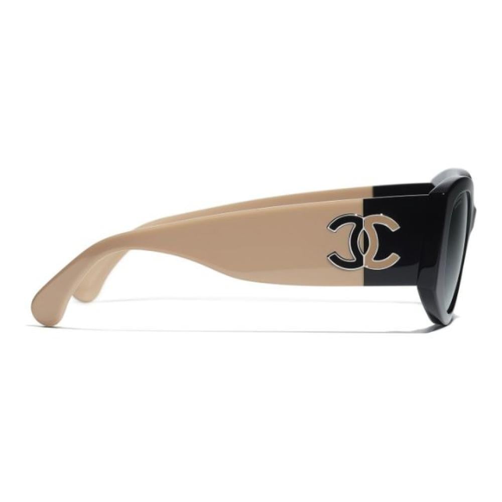 نظارة شمسية بيضاوية CH5524 C534/S8 من شانيل بلون أسود وبني