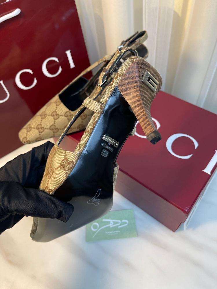 صندل قوتشي جي جي سلينقباك كانفس بكعب 7.5 سم - بيج