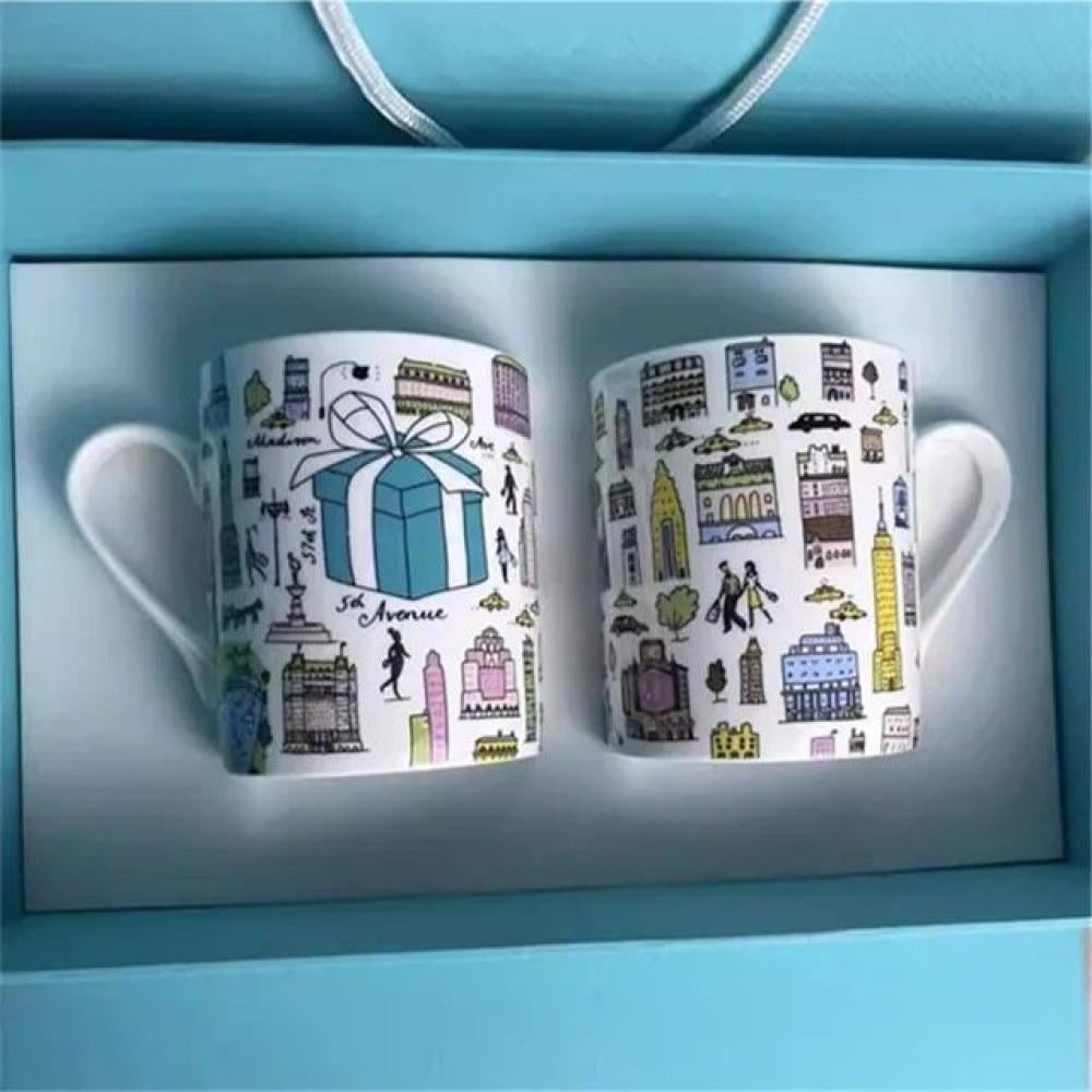 طقم كوب كبير من تيفاني بطبعة أشكال متعددة 2 قطعة