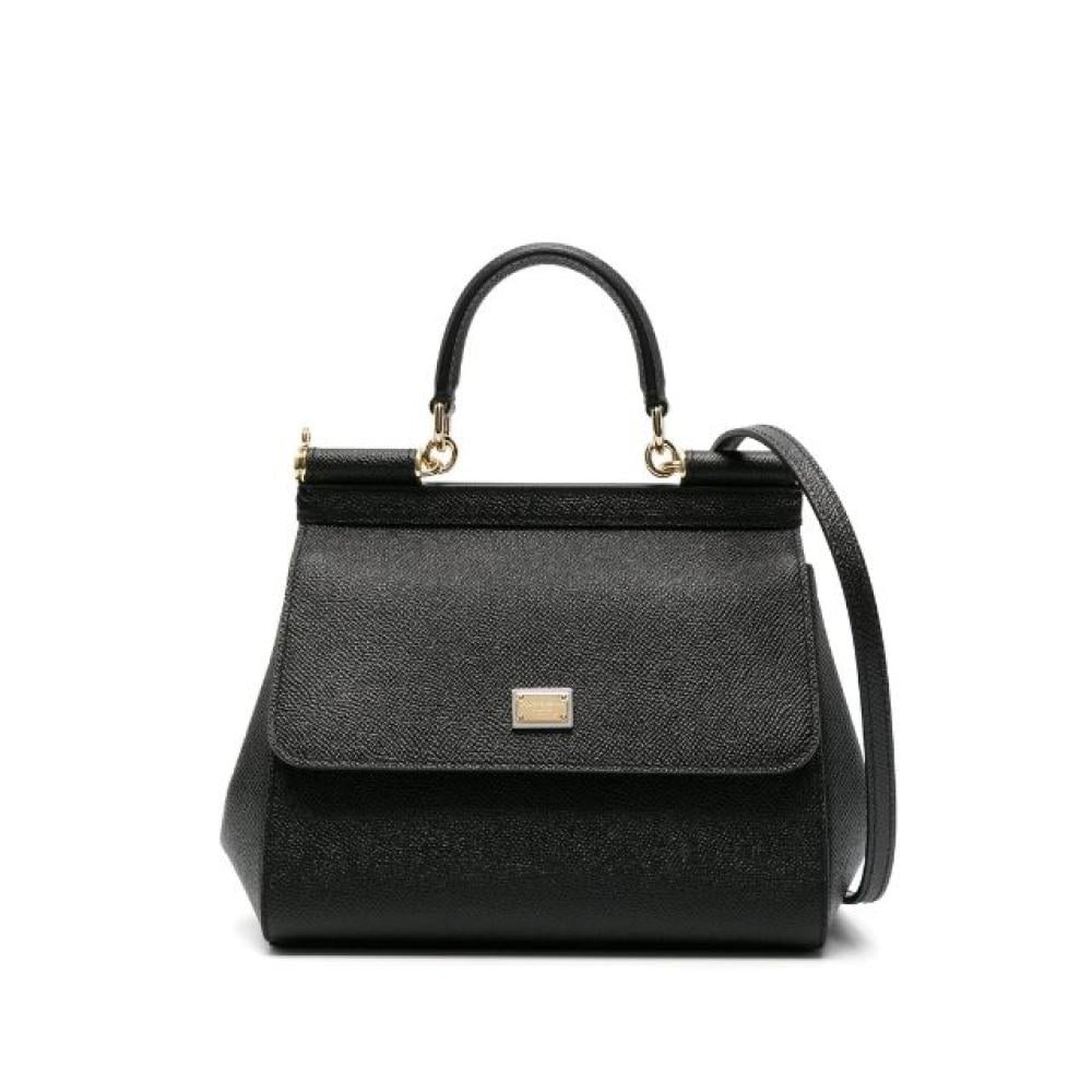 شنطة كتف عملية سيسيلي جلد أسود مقاس 25