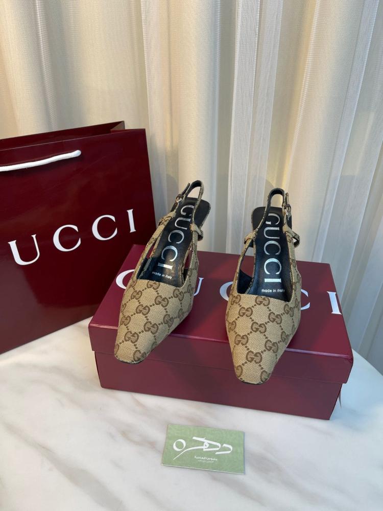 صندل قوتشي جي جي سلينقباك كانفس بكعب 7.5 سم - بيج