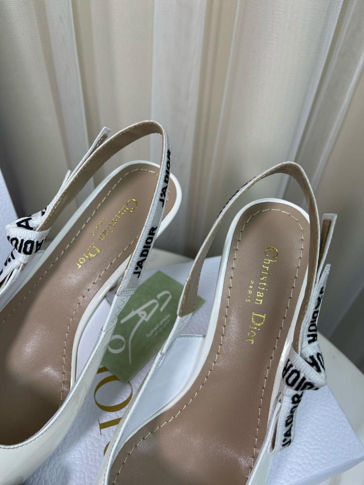 صندل ديور جاديور جلد بكعب عالي 100 مم - أبيض