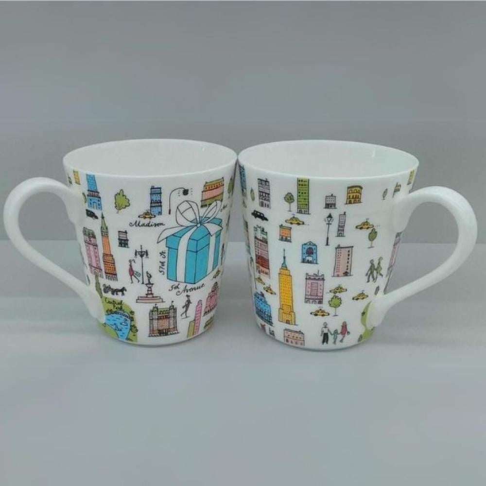 طقم كوب كبير من تيفاني بطبعة أشكال متعددة 2 قطعة