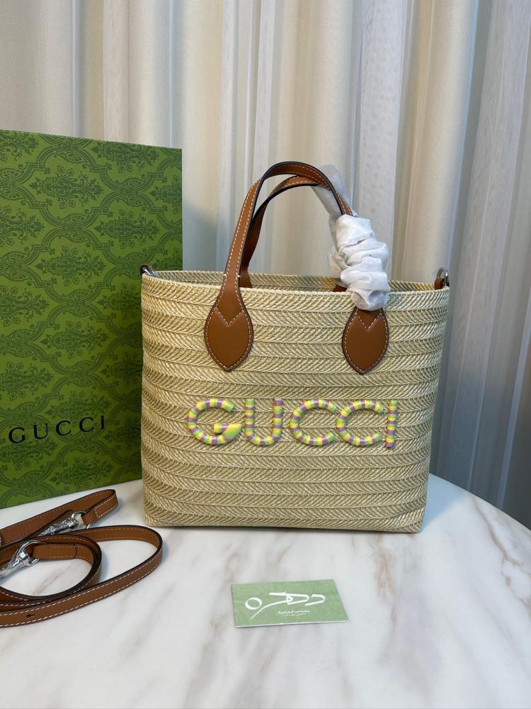 حقيبة يد وكتف ميني من القش من قوتشي