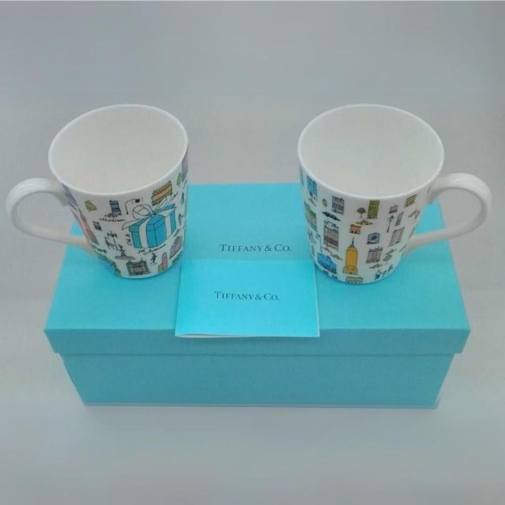 طقم كوب كبير من تيفاني بطبعة أشكال متعددة 2 قطعة