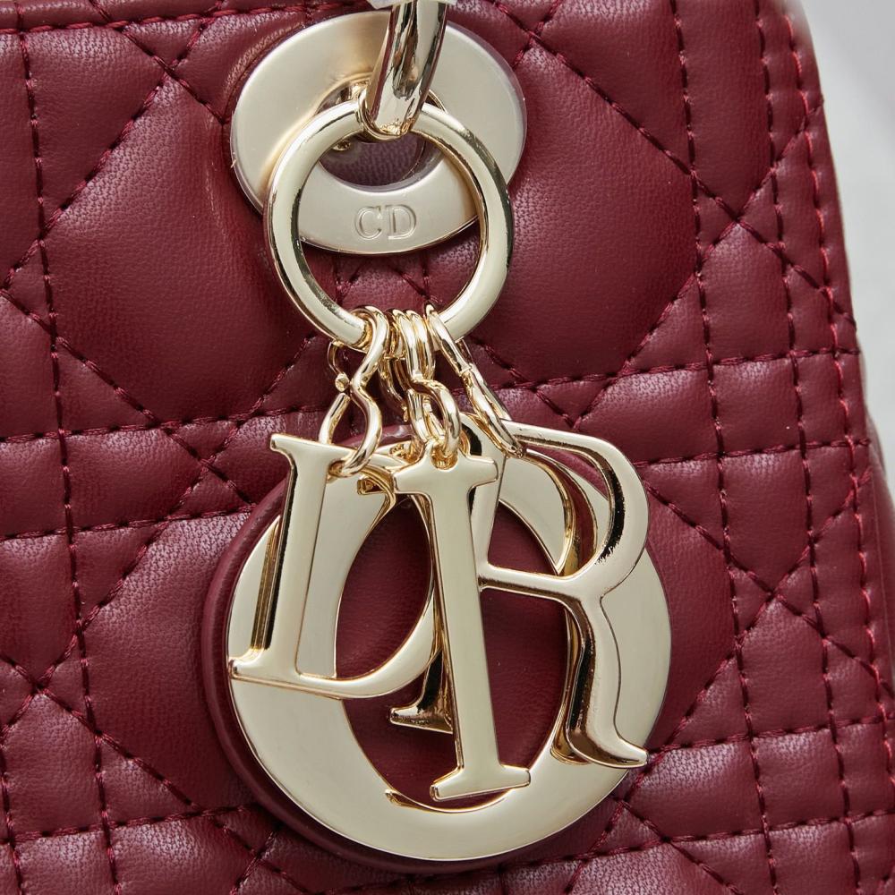 حقيبة ليدي ديور كبيرة 24 سم من كريستيان ديور - برغندي