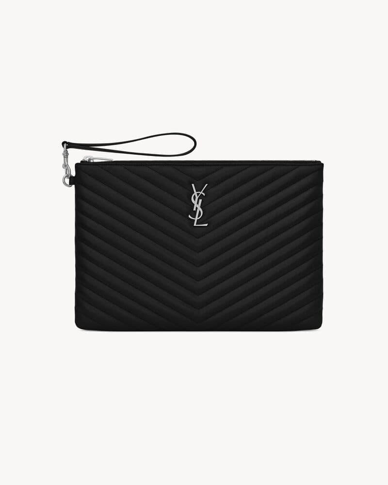 باوتش سان لوران مونوجرام YSL 36cm - أسود وفضي