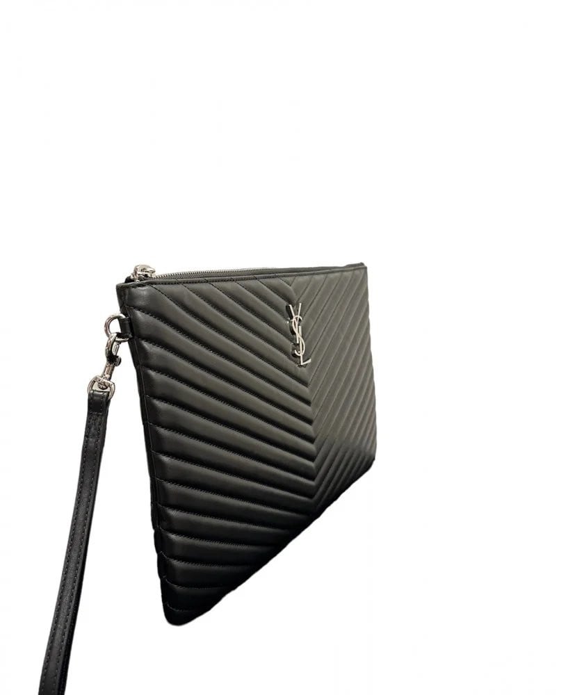 باوتش سان لوران مونوجرام YSL 36cm - أسود وفضي