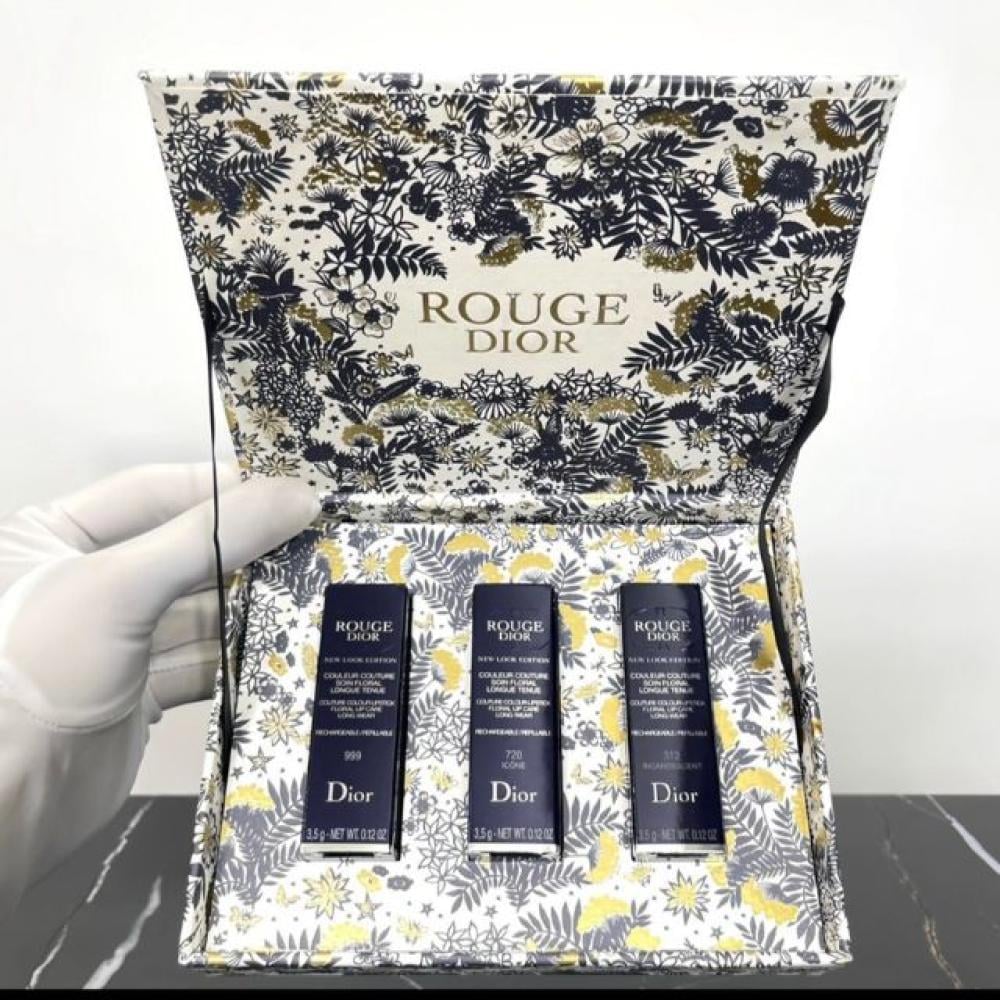 مجموعة أحمر ومرطب الشفاه الملون روج ديور 3 بـ 1